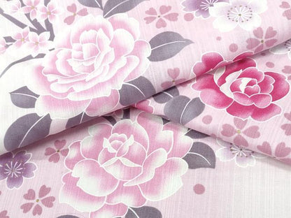 平和屋着物∴夏物 浴衣 舞桜 薔薇 綿 金彩 逸品 CABA0708ng