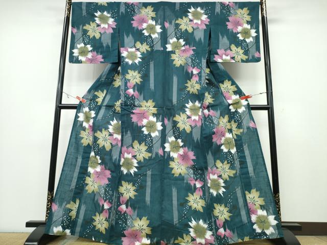 平和屋着物∴夏物 浴衣 結び紐花尽くし 綿 逸品 未使用 CABA0710ng