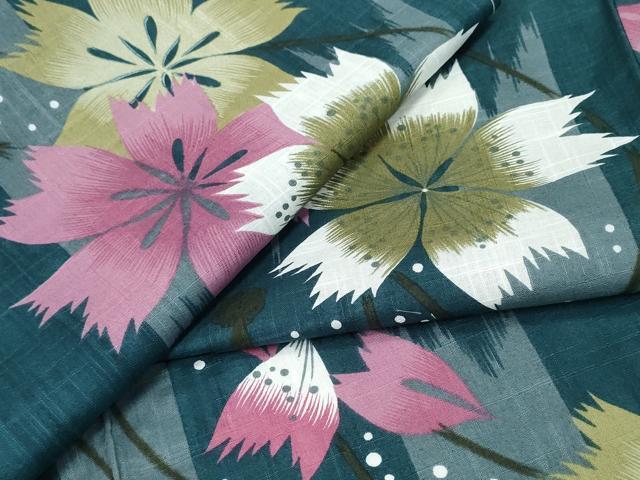 平和屋着物∴夏物 浴衣 結び紐花尽くし 綿 逸品 未使用 CABA0710ng