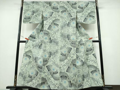 平和屋着物∴夏物 浴衣 型染め 地紙菊花文 綿 逸品 CABA0713ng