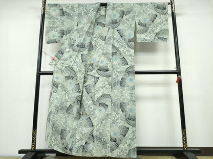 平和屋着物∴夏物 浴衣 型染め 地紙菊花文 綿 逸品 CABA0713ng