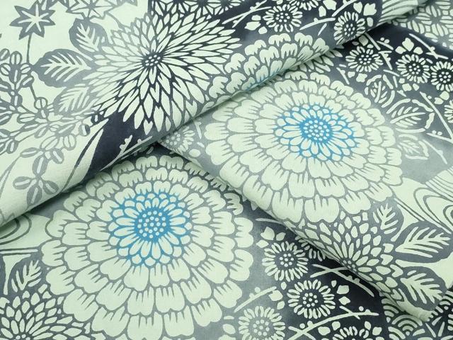 平和屋着物∴夏物 浴衣 型染め 地紙菊花文 綿 逸品 CABA0713ng