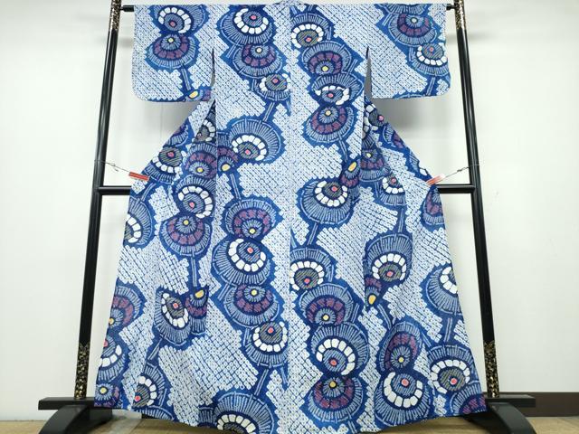平和屋着物∴夏物 浴衣 有松鳴海絞り 番傘 綿 逸品 CABA0717ng