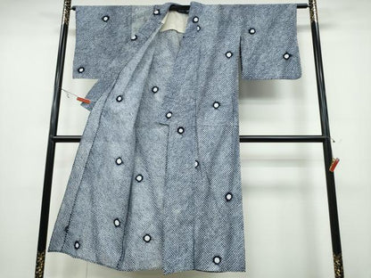 平和屋着物∴夏物 浴衣 有松鳴海絞り 丸文 綿 逸品 CABA0721ng