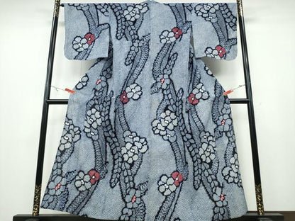 平和屋着物∴夏物 浴衣 有松鳴海絞り 舞葉牡丹文 綿 逸品 CABA0722ng