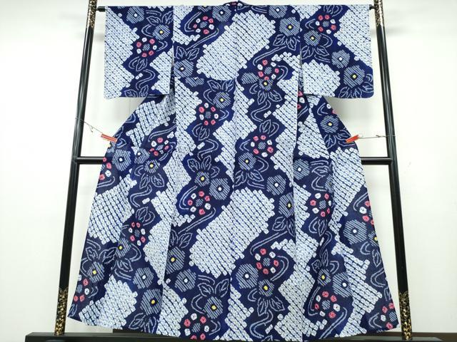 平和屋着物∴夏物　浴衣　有松鳴海絞り　流水花文　綿　逸品　CABA0790ng 平和屋着物∴夏物 浴衣 有松鳴海絞り 流水花文 綿 逸品 CABA0724ng