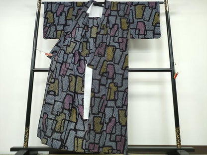平和屋着物∴夏物 浴衣 有松鳴海絞り 幾何学文様 綿 逸品 CABA0726ng