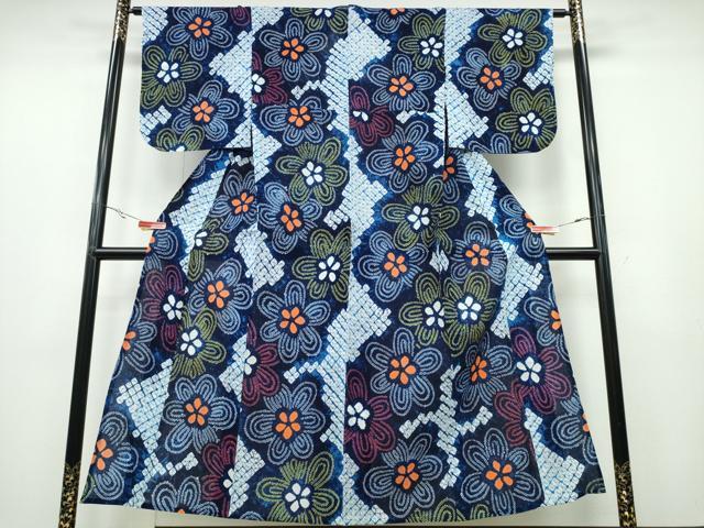 平和屋着物∴夏物 浴衣 有松鳴海絞り 舞花文 綿 逸品 CABA0727ng