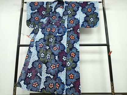 平和屋着物∴夏物 浴衣 有松鳴海絞り 舞花文 綿 逸品 CABA0727ng