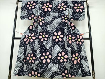 平和屋着物∴夏物 浴衣 有松鳴海絞り 舞菊文 綿 逸品 CABA0728ng