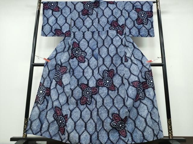 平和屋着物∴夏物 浴衣 有松鳴海絞り 網目舞菊文 綿 逸品 CABA0729ng