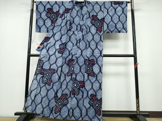 平和屋着物∴夏物 浴衣 有松鳴海絞り 網目舞菊文 綿 逸品 CABA0729ng
