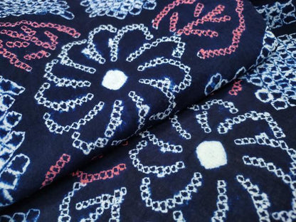 平和屋着物∴夏物 浴衣 有松鳴海絞り 網目舞菊文 綿 逸品 CABA0729ng