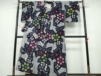 平和屋着物∴夏物 浴衣 有松鳴海絞り 舞花文 綿 逸品 CABA0730ng