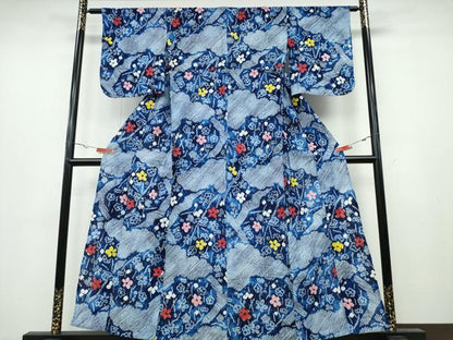 平和屋着物∴夏物 浴衣 有松鳴海絞り 枝梅文 綿 逸品 CABA0732ng