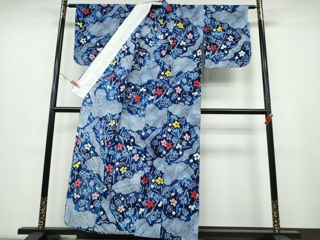 平和屋着物∴夏物 浴衣 有松鳴海絞り 枝梅文 綿 逸品 CABA0732ng