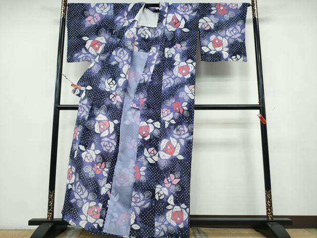 平和屋着物∴夏物 浴衣 有松鳴海絞り 薔薇 綿 逸品 CABA0733ng