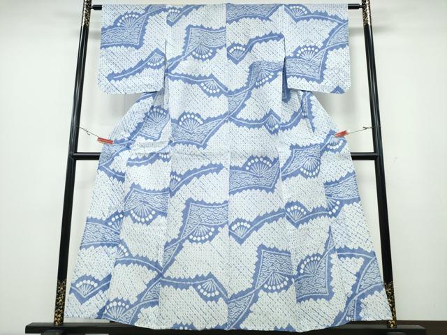 平和屋着物∴夏物 浴衣 有松鳴海絞り 立波吉祥文 綿 逸品 未使用 CABA0734ng