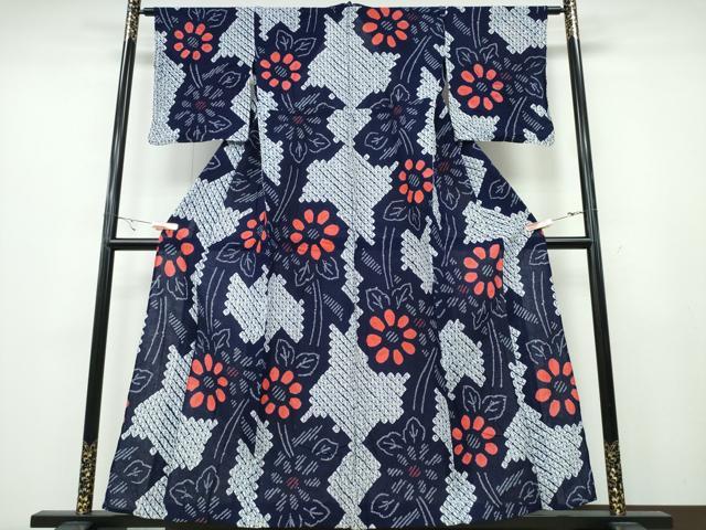平和屋着物∴夏物 浴衣 有松鳴海絞り 吉祥菊文 綿 逸品 CABA0738ng