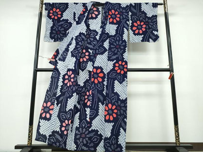 平和屋着物∴夏物 浴衣 有松鳴海絞り 吉祥菊文 綿 逸品 CABA0738ng