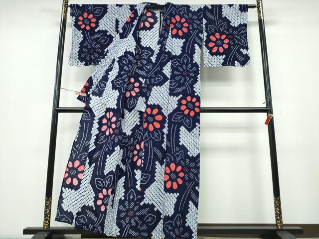 平和屋着物∴夏物 浴衣 有松鳴海絞り 吉祥菊文 綿 逸品 CABA0738ng