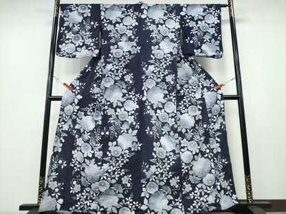 平和屋着物∴夏物 浴衣 草花尽くし 綿 逸品 CABA0741ng