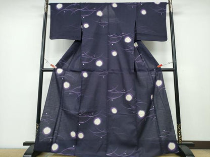 平和屋着物∴夏物　浴衣　ホタル　蛍　露芝文　綿　逸品　CABA0742ng