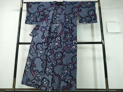 平和屋着物∴夏物 浴衣 有松鳴海絞り 花唐草文 綿 逸品 CABA0743ng