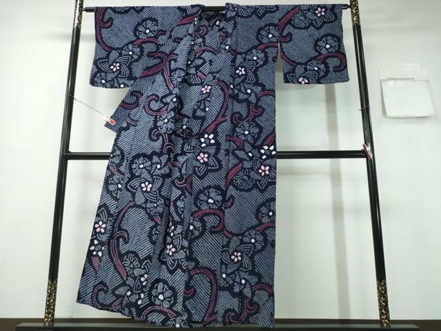 平和屋着物∴夏物 浴衣 有松鳴海絞り 花唐草文 綿 逸品 CABA0743ng