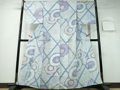 平和屋着物∴夏物 浴衣 有松鳴海絞り 菱番傘花文 綿 逸品 CABA0744ng