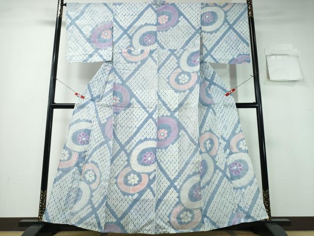 平和屋着物∴夏物 浴衣 有松鳴海絞り 菱番傘花文 綿 逸品 CABA0744ng