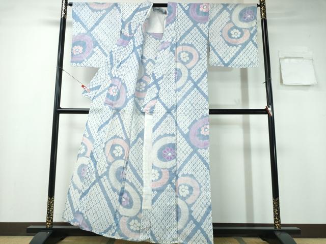平和屋着物∴夏物 浴衣 有松鳴海絞り 菱番傘花文 綿 逸品 CABA0744ng