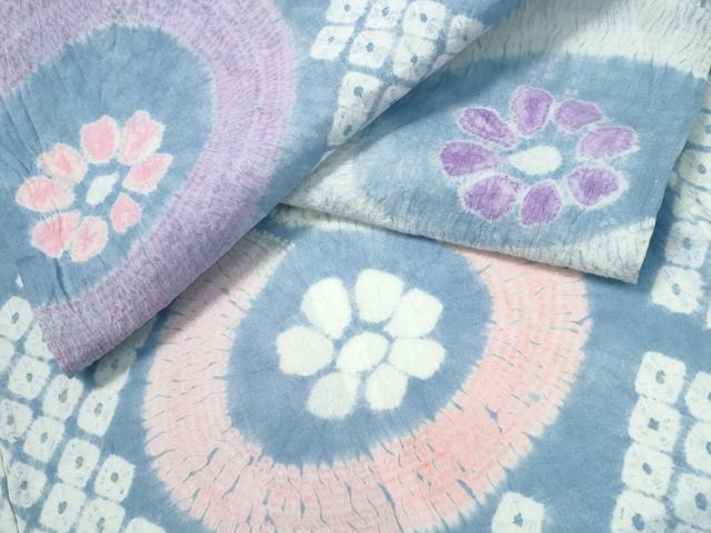 平和屋着物∴夏物 浴衣 有松鳴海絞り 菱番傘花文 綿 逸品 CABA0744ng