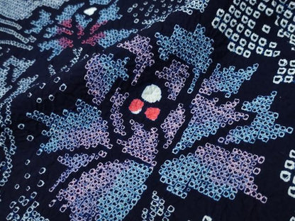 平和屋着物∴夏物　浴衣　有松鳴海絞り　エ霞草花文　綿　逸品　CABA0745ng