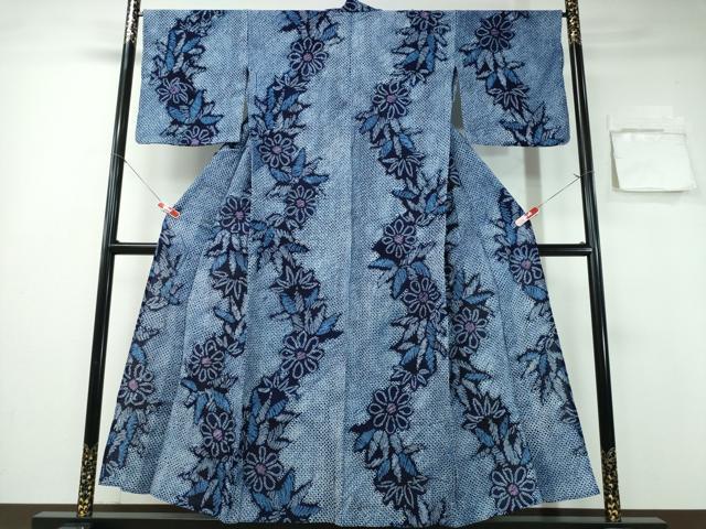 平和屋着物∴夏物 浴衣 有松鳴海絞り 笹菊文 綿 逸品 CABA0747ng