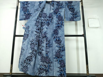 平和屋着物∴夏物 浴衣 有松鳴海絞り 笹菊文 綿 逸品 CABA0747ng