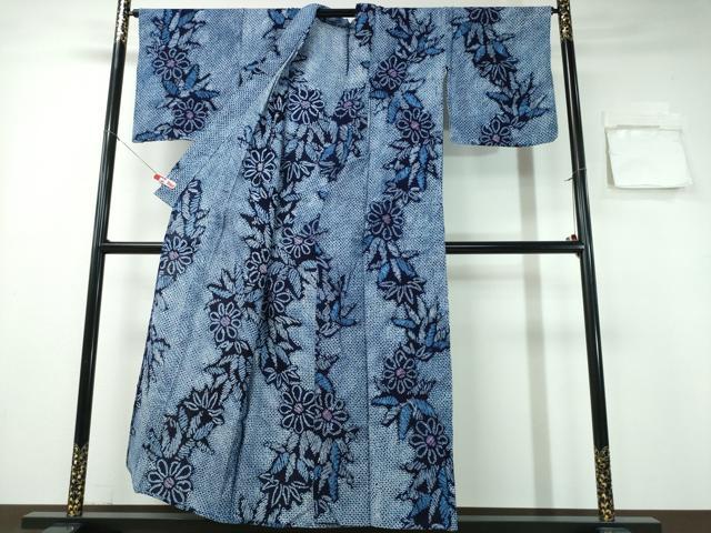 平和屋着物∴夏物 浴衣 有松鳴海絞り 笹菊文 綿 逸品 CABA0747ng