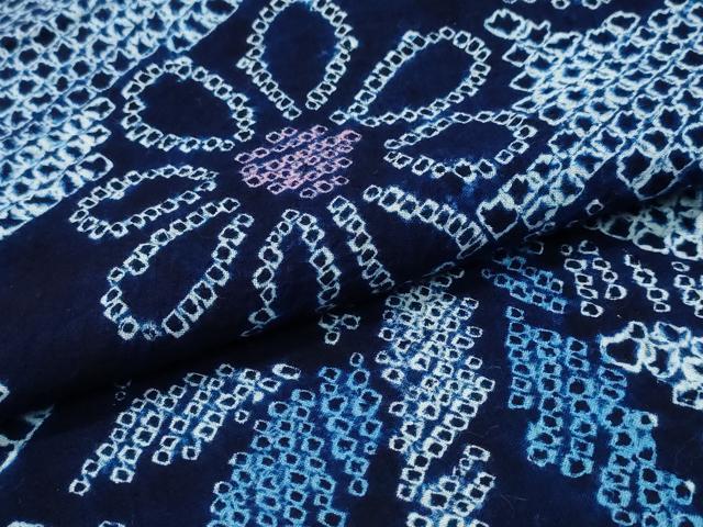 平和屋着物∴夏物 浴衣 有松鳴海絞り 笹菊文 綿 逸品 CABA0747ng