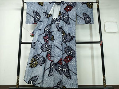 平和屋着物∴夏物 浴衣 有松鳴海絞り たんぽぽ花文 綿 逸品 CABA0751ng