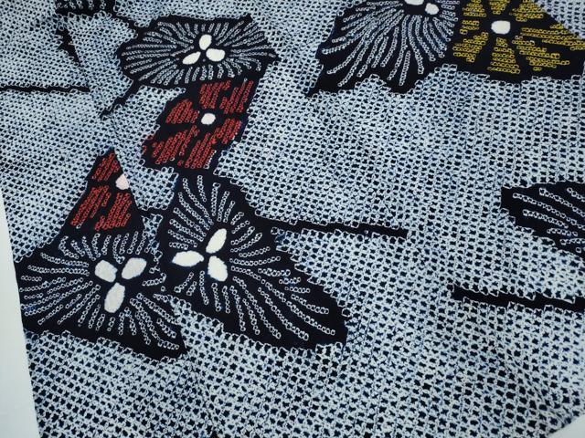 平和屋着物∴夏物 浴衣 有松鳴海絞り たんぽぽ花文 綿 逸品 CABA0751ng