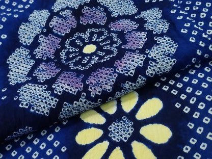 平和屋着物∴夏物 浴衣 有松鳴海絞り 舞葉花文 綿 逸品 CABA0755ng