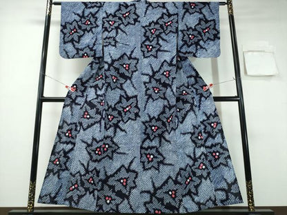 平和屋着物∴夏物 浴衣 有松鳴海絞り 舞花文 綿 逸品 未使用 CABA0756ng