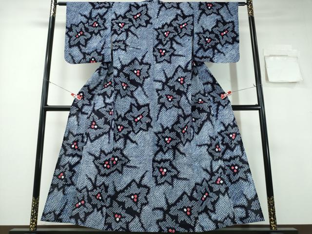 平和屋着物∴夏物 浴衣 有松鳴海絞り 舞花文 綿 逸品 未使用 CABA0756ng