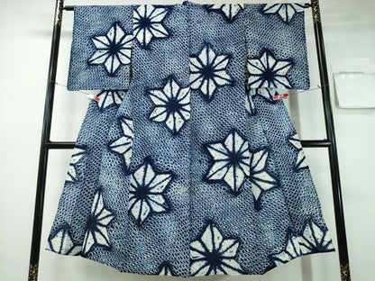 平和屋着物∴夏物 浴衣 有松鳴海絞り 麻の葉文様 綿 逸品 CABA0759ng