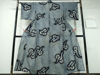平和屋着物∴夏物 浴衣 有松鳴海絞り 枝花文 綿 逸品 CABA0760ng