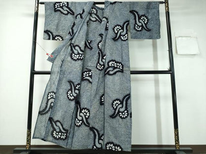 平和屋着物∴夏物 浴衣 有松鳴海絞り 枝花文 綿 逸品 CABA0760ng