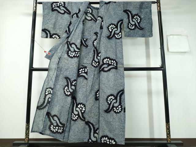 平和屋着物∴夏物 浴衣 有松鳴海絞り 枝花文 綿 逸品 CABA0760ng