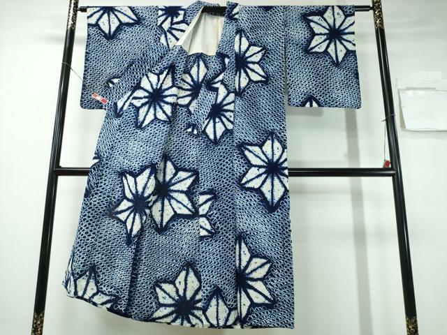 平和屋着物∴夏物 浴衣 有松鳴海絞り 麻の葉文様 綿 逸品 CABA0759ng