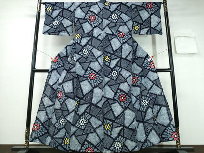 平和屋着物∴夏物 浴衣 有松鳴海絞り 切嵌花文 綿 逸品 CABA0761ng