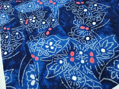 平和屋着物∴夏物 浴衣 有松鳴海絞り 舞蝶文 綿 逸品 CABA0762ng